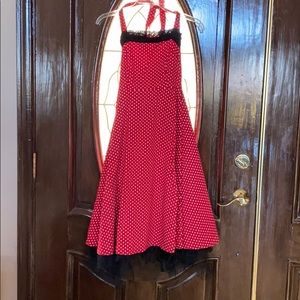 Handmade Pinup Girl Red Polkadot Halter Dress -S